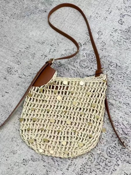 画像3: Metallic embellished shoulder crossbody tote basket bag　メタル付き網かご籠ショルダークロスボディートートバッグ (3)