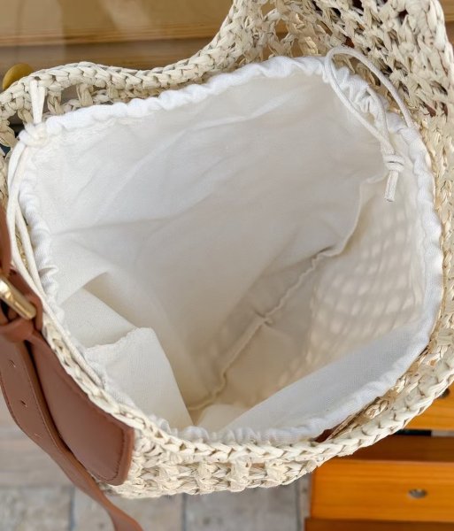 画像8: Metallic embellished shoulder crossbody tote basket bag　メタル付き網かご籠ショルダークロスボディートートバッグ (8)