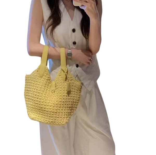 画像4: Waxed rope bucket tote shoulder bag　ワックスロープ編みバケットトートショルダー籠バッグ (4)