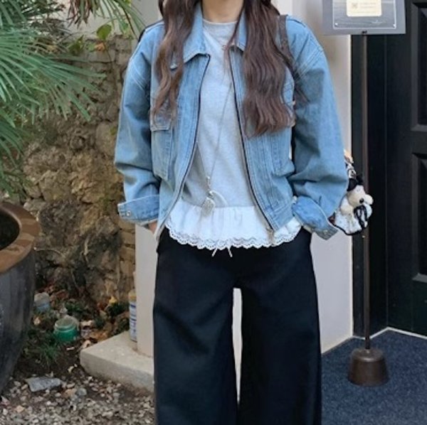 画像3: Splicing lace short sleeve T-shirt　裾レース付きラウンドネック半袖Tシャツ (3)