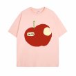 画像1: take bites out of a whole apple  print T-shirt　ユニセックスかじりかけのリンゴプリントラウンドネック半袖Tシャツ (1)
