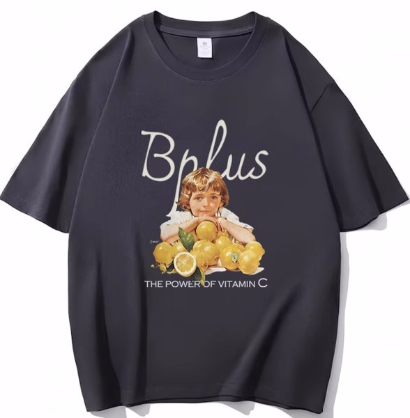 画像8: Girl and Lemon print T-shirt　ユニセックスノスタルジックガール＆レモンプリントラウンドネック半袖Tシャツ (8)