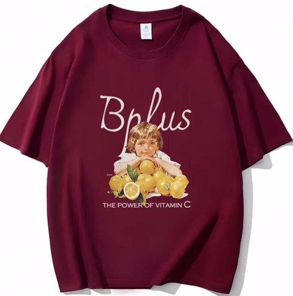 画像7: Girl and Lemon print T-shirt　ユニセックスノスタルジックガール＆レモンプリントラウンドネック半袖Tシャツ (7)