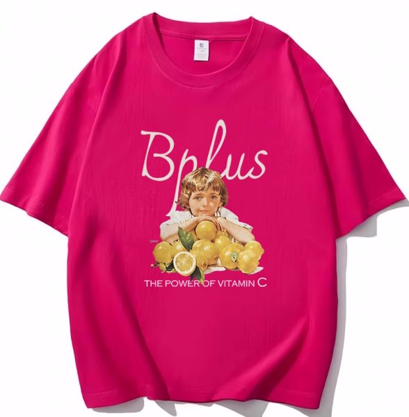 画像4: Girl and Lemon print T-shirt　ユニセックスノスタルジックガール＆レモンプリントラウンドネック半袖Tシャツ (4)