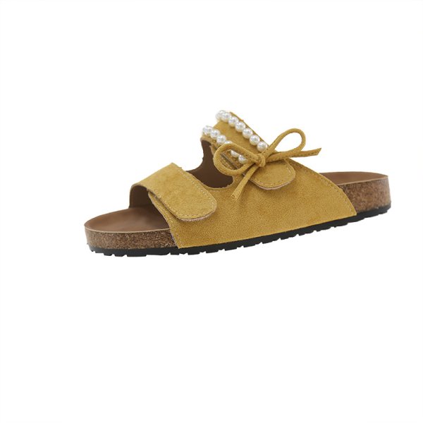 画像1: Pearl belt buckle leather platform sandals Slippers 　パールベルトバックルレザー厚底サンダルスリッパ (1)