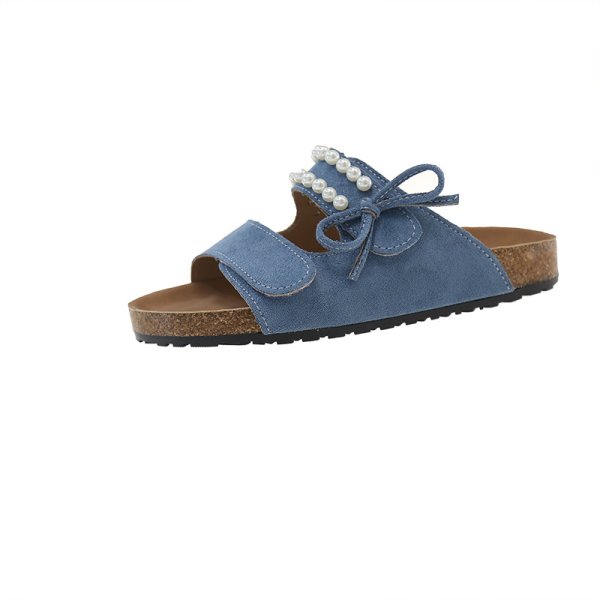 画像4: Pearl belt buckle leather platform sandals Slippers 　パールベルトバックルレザー厚底サンダルスリッパ (4)