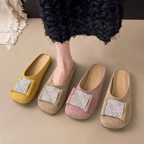 画像6: Rhinestone Square Toe Half Slippers Sandals　ラインストーンスクエアトゥハーフサンダルスリッパ (6)