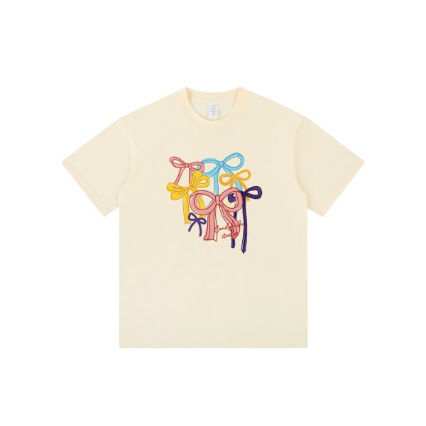 画像2: Colorful ribbon print T-shirt　ユニセックスカラフルリボンプリントラウンドネック半袖Tシャツ (2)