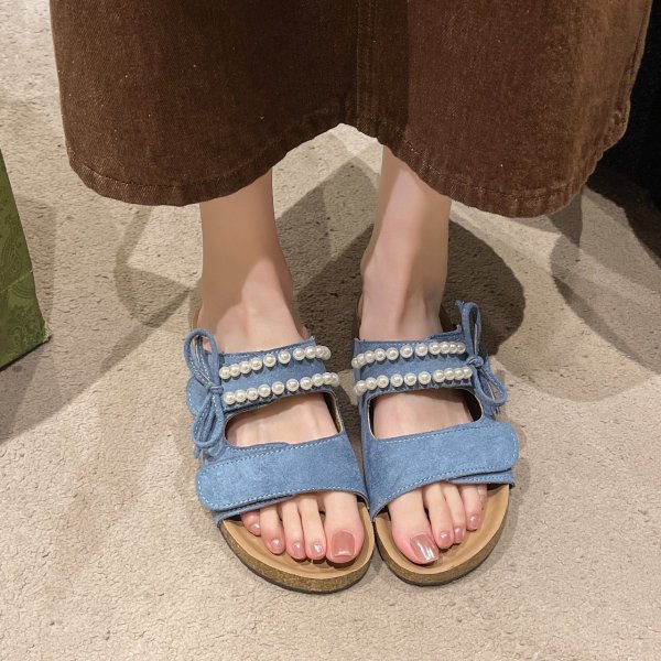 画像8: Pearl belt buckle leather platform sandals Slippers 　パールベルトバックルレザー厚底サンダルスリッパ (8)