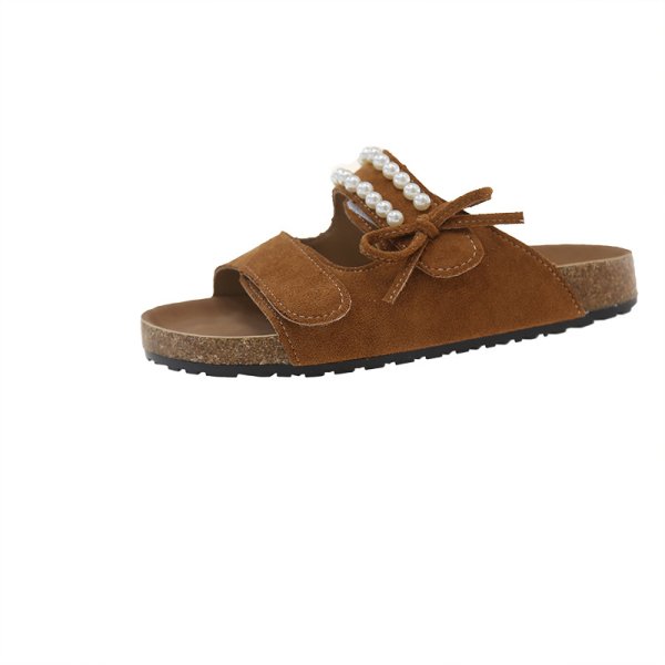 画像3: Pearl belt buckle leather platform sandals Slippers 　パールベルトバックルレザー厚底サンダルスリッパ (3)