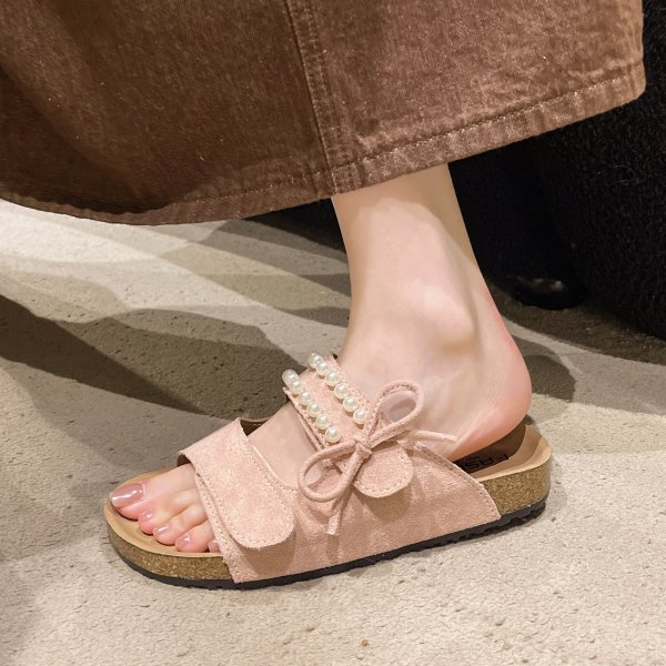 画像11: Pearl belt buckle leather platform sandals Slippers 　パールベルトバックルレザー厚底サンダルスリッパ (11)