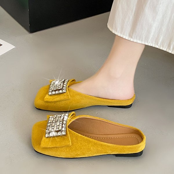 画像4: Rhinestone Square Toe Half Slippers Sandals　ラインストーンスクエアトゥハーフサンダルスリッパ (4)