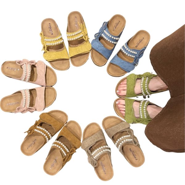 画像6: Pearl belt buckle leather platform sandals Slippers 　パールベルトバックルレザー厚底サンダルスリッパ (6)