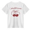 画像2: cherry ribbon print T-shirt　ユニセックスチェリーリボンプリントラウンドネック半袖Tシャツ (2)
