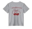 画像4: cherry ribbon print T-shirt　ユニセックスチェリーリボンプリントラウンドネック半袖Tシャツ (4)