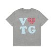画像1: Heart Check Patch Print T-shirt　ハートチェックパッチプリントラウンドネック半袖Tシャツ (1)