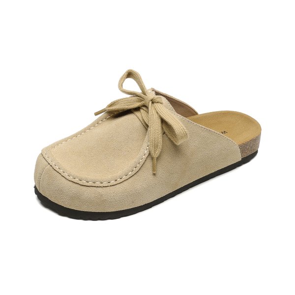 画像1: Leather lace-up half slip-on sandal slippers pumps mules 　レザーレースアップハーフスリッポン パンプスミュール (1)