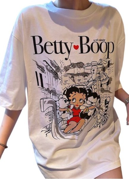 画像3: Betty Boop  Print T-shirt　ベティ・ブーププリントラウンドネック半袖Tシャツ (3)