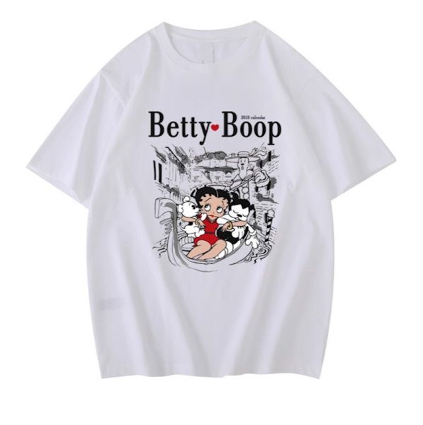 画像1: Betty Boop  Print T-shirt　ベティ・ブーププリントラウンドネック半袖Tシャツ (1)