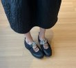 画像8: Leather flat ballet Mary Jane shoes with little flowers Sneakers Shoes 　リトルフラワー付きレザーフラットバレーシューズスニーカースリッポン (8)