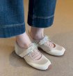 画像7: Leather flat ballet Mary Jane shoes with little flowers Sneakers Shoes 　リトルフラワー付きレザーフラットバレーシューズスニーカースリッポン (7)