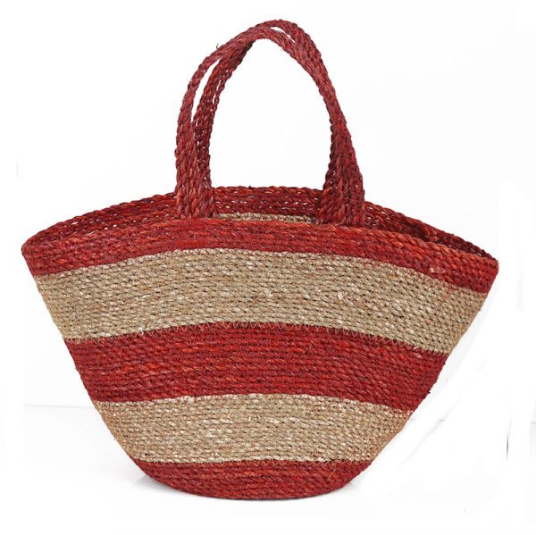 画像2: Raffia Woven Shopping Beach Tote Shoulder Basket Bag　　ラフィア編みショッピングビーチトートショルダー籠かごバッグ (2)