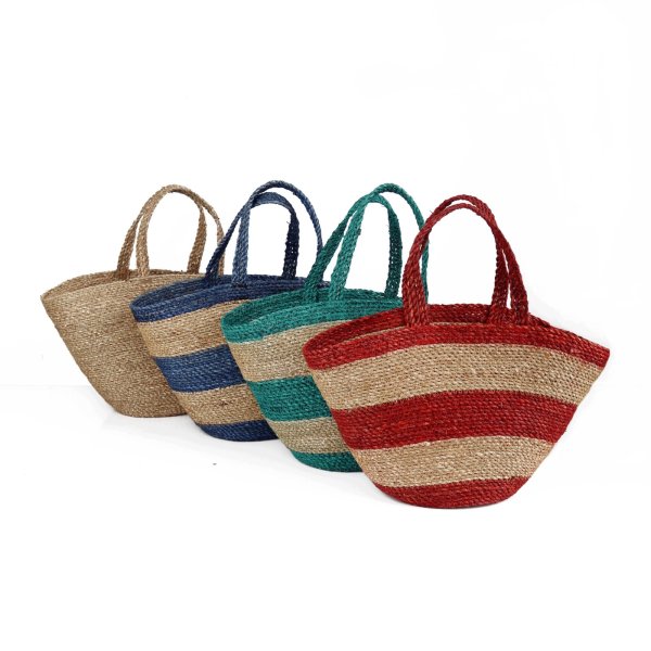 画像5: Raffia Woven Shopping Beach Tote Shoulder Basket Bag　　ラフィア編みショッピングビーチトートショルダー籠かごバッグ (5)