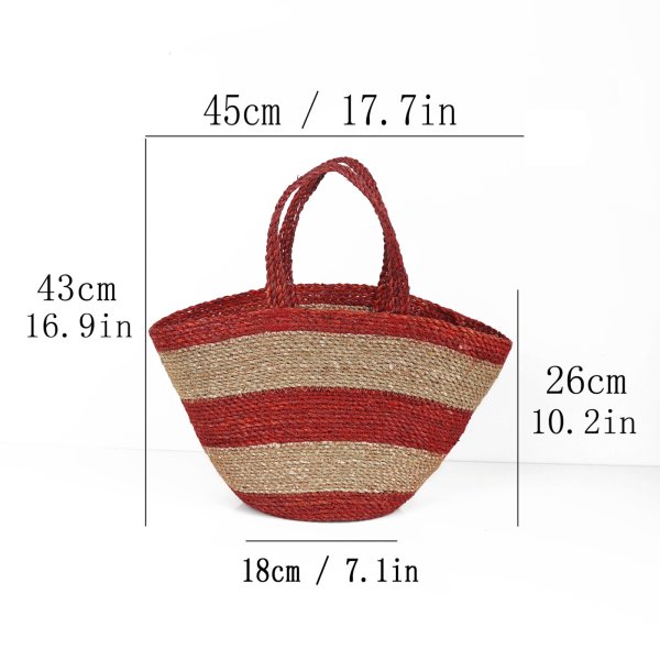 画像6: Raffia Woven Shopping Beach Tote Shoulder Basket Bag　　ラフィア編みショッピングビーチトートショルダー籠かごバッグ (6)