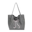 画像3: Ribbon Canvas Large Capacity Tote Shoulder Bag　　リボンポイントキャンバスラージキャパシティートートショルダーエコショッピングバッグ (3)