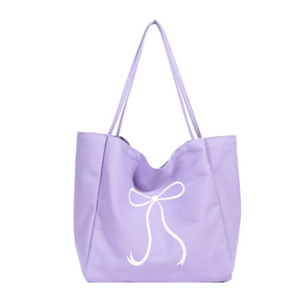 画像5: Ribbon Canvas Large Capacity Tote Shoulder Bag　　リボンポイントキャンバスラージキャパシティートートショルダーエコショッピングバッグ (5)