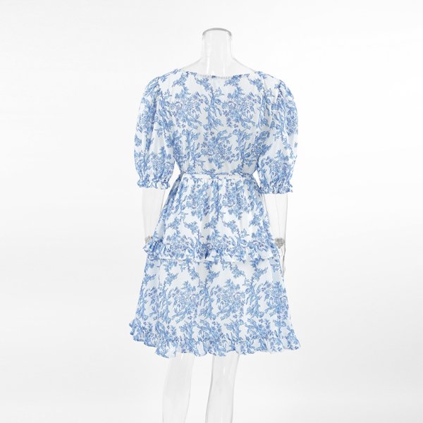 画像6: Women's Puff sleeve flower print ethnic dress One piece　パフスリーブフラワープリントエスニックドレスワンピース (6)