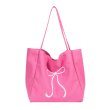 画像1: Ribbon Canvas Large Capacity Tote Shoulder Bag　　リボンポイントキャンバスラージキャパシティートートショルダーエコショッピングバッグ (1)