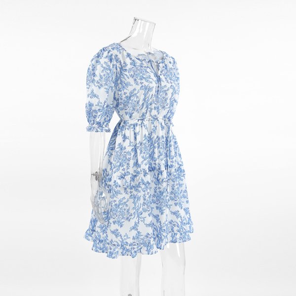 画像5: Women's Puff sleeve flower print ethnic dress One piece　パフスリーブフラワープリントエスニックドレスワンピース (5)