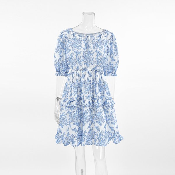 画像4: Women's Puff sleeve flower print ethnic dress One piece　パフスリーブフラワープリントエスニックドレスワンピース (4)