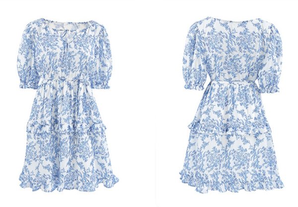画像3: Women's Puff sleeve flower print ethnic dress One piece　パフスリーブフラワープリントエスニックドレスワンピース (3)
