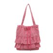 画像1: Gingham Check Frill Tote Shoulder Bag　　ギンガムチェックフリルトートショルダーエコショッピングバッグ (1)