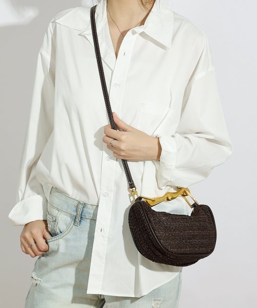 画像13: Metal handle tote shoulder  basket bag　メタルハンドルかご籠トートショルダーバッグ (13)