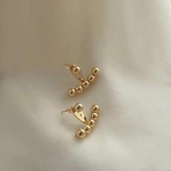 画像6: Gold bean ball front and back pierced earrings 　 フロント＆バックゴールドビーンボールピアス  イアリング (6)