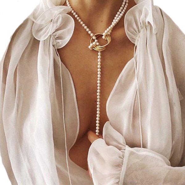 画像1: Pearl & Coin Retro Clavicle Necklace　 パール＆コインレトロクラヴィクルネックレス (1)