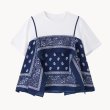 画像1: Stylish T-shirt with bandana paisley vest look　バンダナペイズリー柄重ね着スタイルラウンドネック半袖Tシャツ (1)