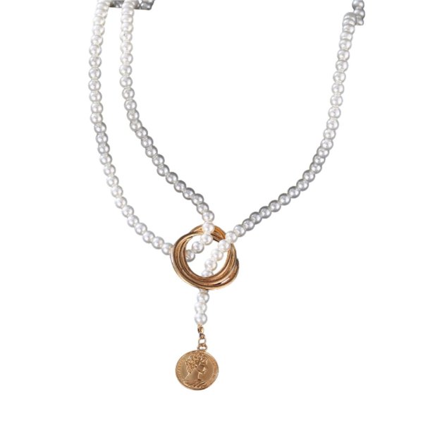 画像2: Pearl & Coin Retro Clavicle Necklace　 パール＆コインレトロクラヴィクルネックレス (2)