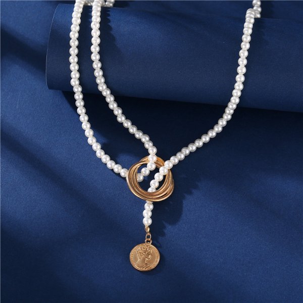 画像3: Pearl & Coin Retro Clavicle Necklace　 パール＆コインレトロクラヴィクルネックレス (3)