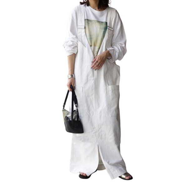 画像1: Women's Adult Overall Skirt Loose Wide Leg Dress Suspender Skirt maxi dress　ロング丈サロペットサスペンダースカートワンピース ドレス (1)