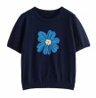 画像2: Flower knit short sleeve summer sweater　フラワー編み込みサマーセーター　ニット (2)