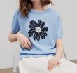 画像6: Flower knit short sleeve summer sweater　フラワー編み込みサマーセーター　ニット (6)