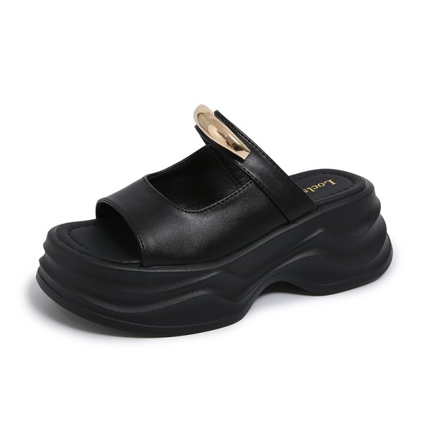 画像1: Thick sole one line lightweight metallic point sandals slippers  厚底プラットフォームワンライン軽量メタリックポイントサンダルスリッパ (1)