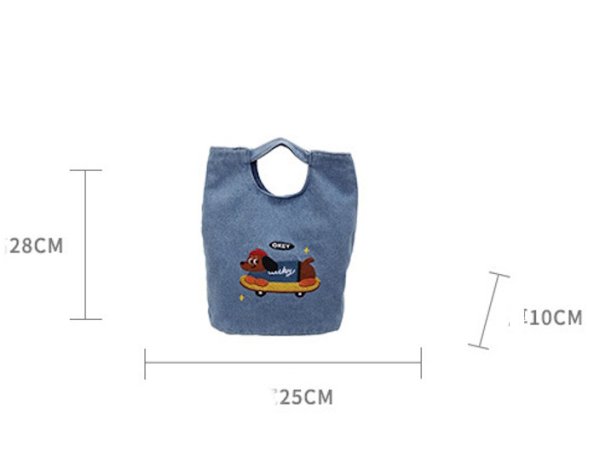 画像8: Dachshund embroidered denim tote bag   ダックスフンド刺繍デニムトートショルダーバッグ (8)