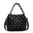 画像1: Leather quilted rhinestone bucket tote shoulder bag   レザーキルティングラインストーン付きバケットトートショルダーバッグ (1)