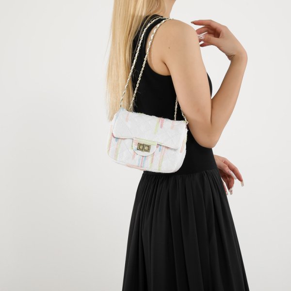 画像7: Quilted Chain Handle Tote Shoulder Underarm Bag  キルティングチェーンハンドルトートショルダーアンダーバッグ (7)