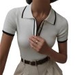 画像4: Polo collar short sleeve ribbed summer sweater　ポロカラー半袖リブサマーセーター　ニット (4)